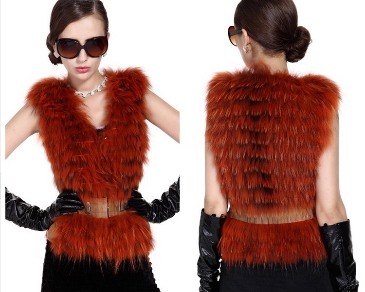 2013 Hot ! Factory Direct Sale Raccoon Fur Vest Racoon Dog Fur Vest Free Shipping Ems