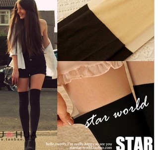 2013 hot sale beauty Patchwork  pantyhose  over-the-knee socks free shipping