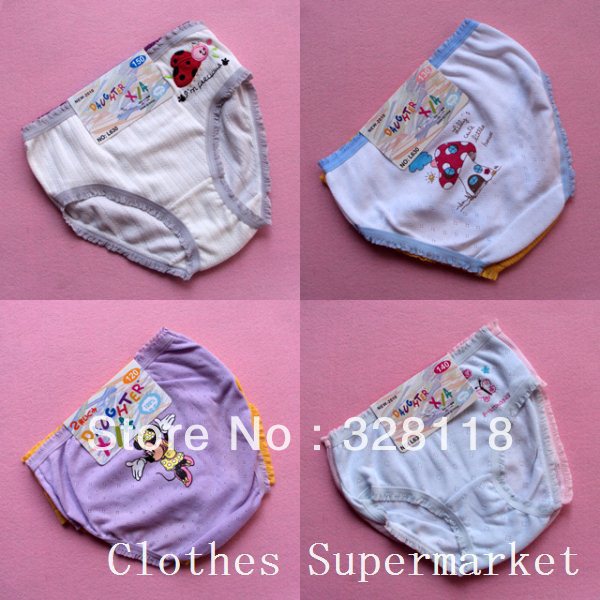 2013 HOT SALE Children Cotton jersey Underwear Panties Baby briefs Girls Clothing 110-160cm 20pcs/lot MIX COLOR