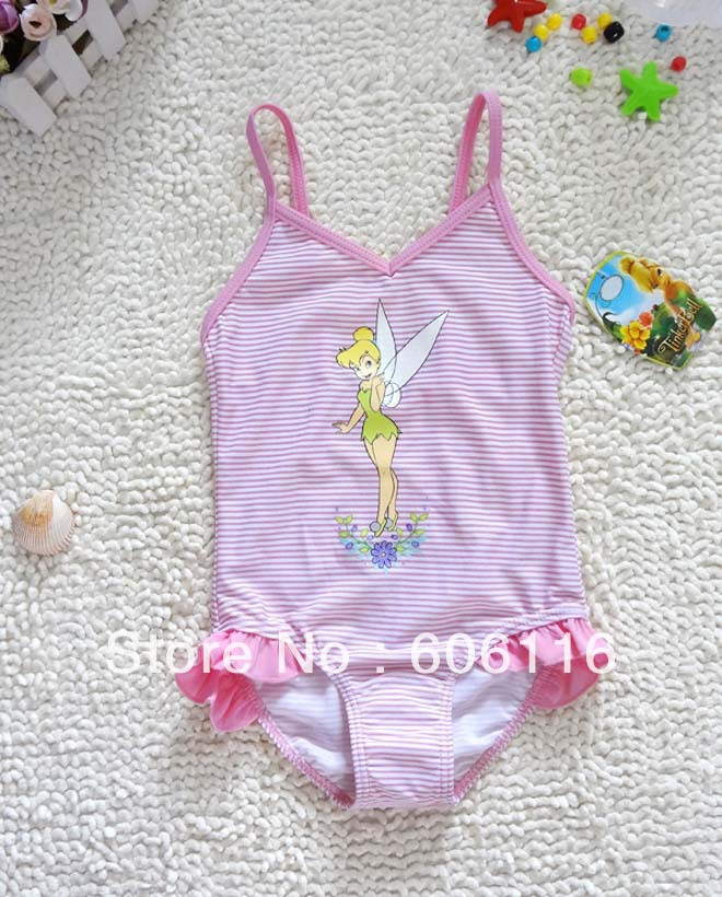 2013 Hot sale children Girl's swimwear with Tink Bell cartoon swimming costume kids swimwear bathers swimmers, 8pcs/lot-YL-4054