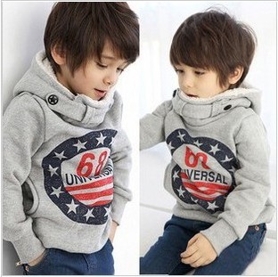 2013 Hot Sale Free Shipping 100% cotton Children's Thickening Hoodie Boys&Girls for Winter and Autumn