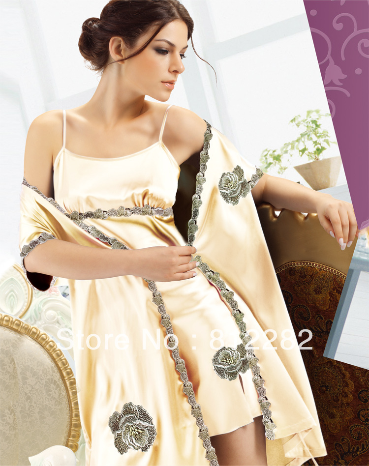 2013 hot sale new collection silky robe nightdress set 2022