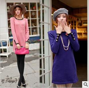 2013 Hot sale One-piece dress ol slim woolen patchwork leather skirt fashion all-match long-sleeve dress free shipping