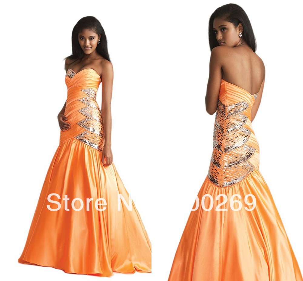 2013 Hot Sale Satin Mermaid Sweetheart Crystal Sequins Prom Dress--MG260