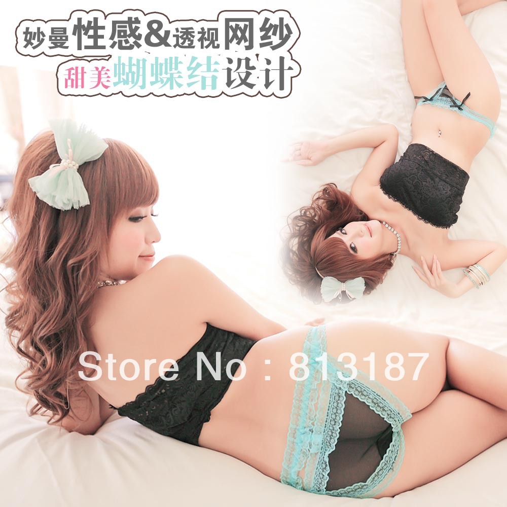 2013 hot sale sexy panties transparent lace bow sexy briefs 023 Free shipping