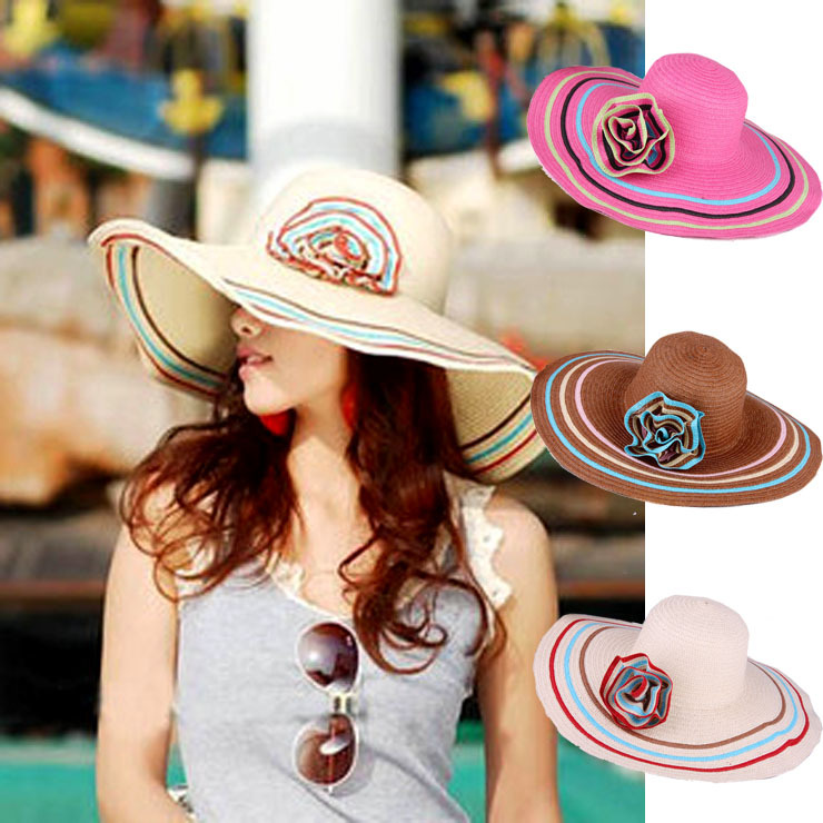 2013 hot sale Sun-shading straw hat large brim hat sun hat millinery beach cap sun hat