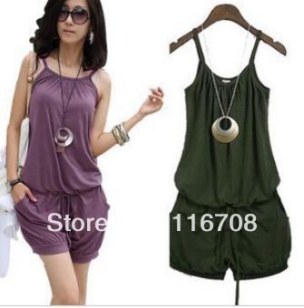 2013 Hot Sale Women Fashion Sleeveless Romper Strap Short Jumpsuit Scoop 3 Colors free shipping pt