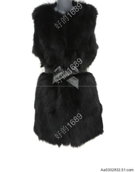 2013 Hot sale women's fox fur vest  black free shipping