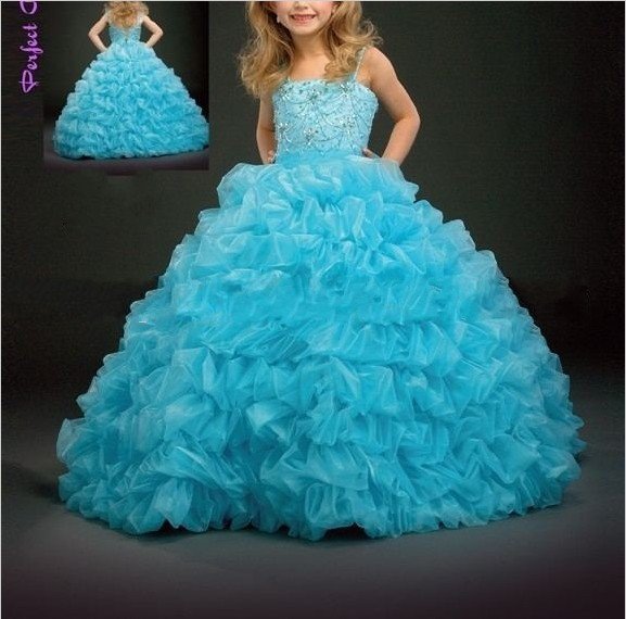 2013 hot sell Ball Gown Gorgeous beading Rhinestone Spaghetti strap 2013 ball gown for kids