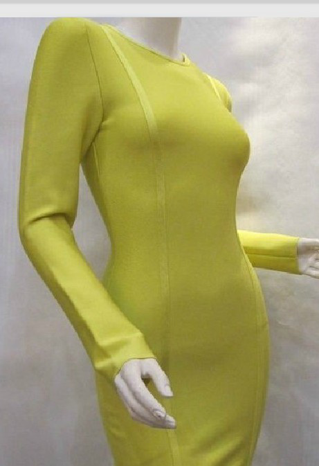 2013 hot sell women's long sleeve yellow kim kardashian dress HL Bandage Dress Party evening celebrity  Dresses dropshipping