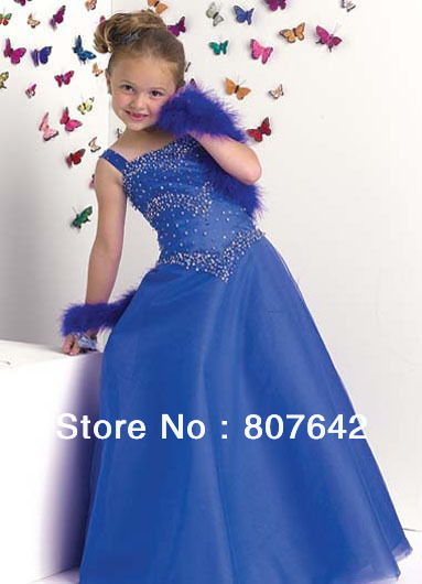 2013 Hot selling Custom-size/color beads floor-length A-line Flower girl dresses flower girl gown children dresses Sky-1135