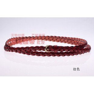 2013 Hot selling Fashion ring regeneration cowhide ultra long women's knitted belt genuine leather strap for free shipping