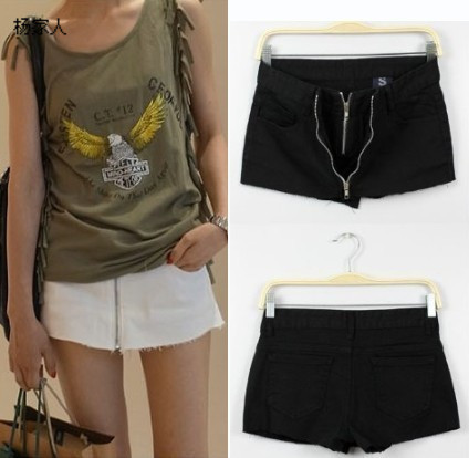 2013 hot-selling front zipper jeans skirt denim shorts boot cut jeans basic denim skirt pants female