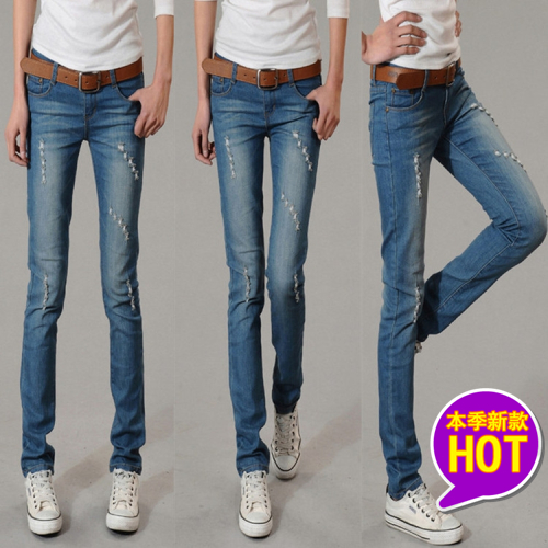 2013 hot selling ladies stylish jeans women's leisure slim jeans female high quality pencil pants jeans wholesale free shipping