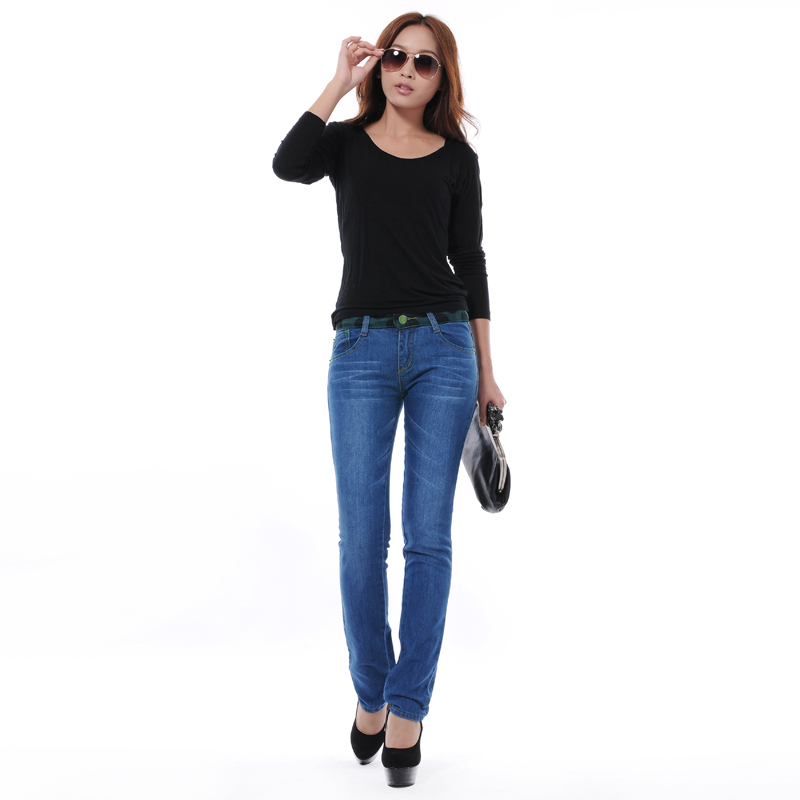 2013 hot selling long pants breasted pencil pants mid waist jeans women pants Bell Bottom Jeans for women Low waist jeans