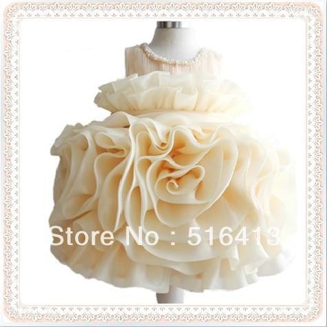 2013 hot selling pageant dresses girls dandy ball gown dress champagne tiered flower dress for girls wedding and prom occasion