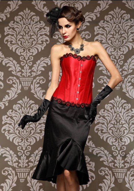 2013 Hot Selling Sexy Red Strapless Corsets embroidery flowers bustier Lingerie Shapwer Underwear wholesale Free shipping 6009