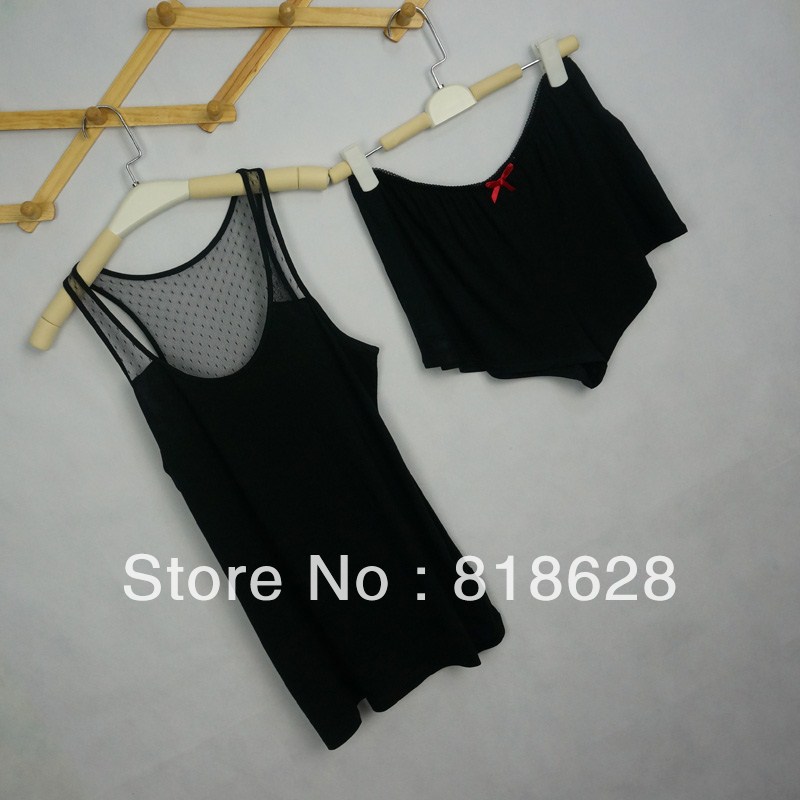 2013 Hot Selling Women Cartoon Sleepwear Top Quality Sleeveless  Pajamas set Free Shipping