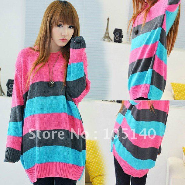 2013 Hot selling women multicolour new arrival medium-long sweater  sweater  free shipping