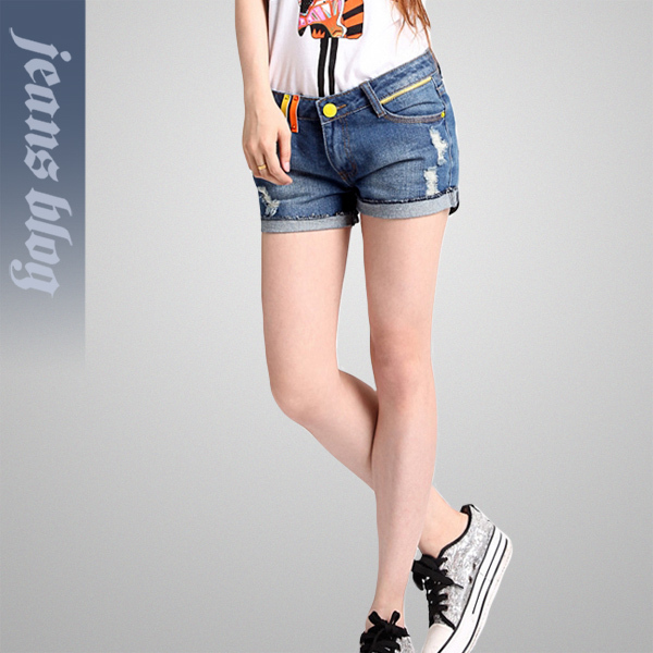 2013 Hot Shorts Ladies Denim Jeans Korean Cute Colorful  Ladies  Hole Jeans Free Shipping8869