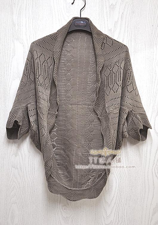 2013 Hot Women knitted coat batwing sleeve cutout cardigan shrug free shipping