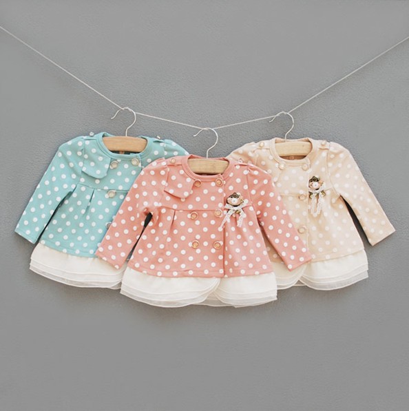2013 idea spring female child baby infant princess polka dot bear outerwear cardigan top trench