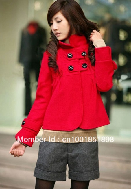 2013 Korea Women's Hoodies, Thicken wool woolen coat 6 color Free Shipping