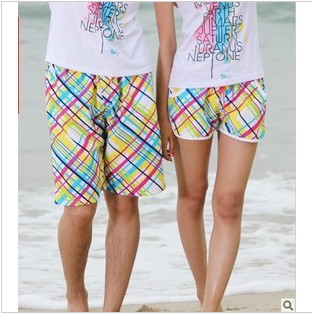 2013 Korean lines plaid couple beach pants