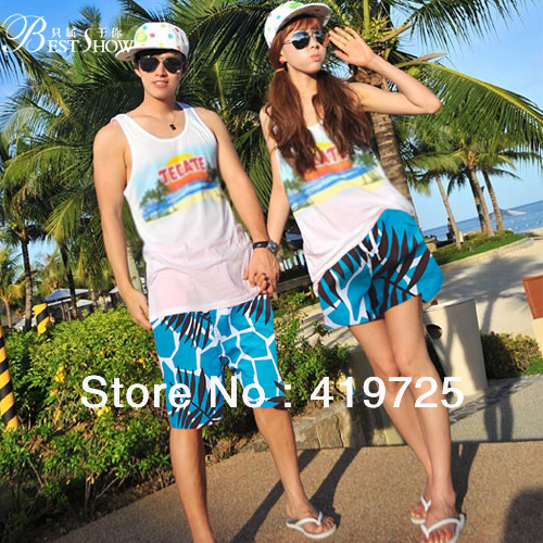 2013 Korean Lovers' beach pants of the new Circular pattern of multi-colored butterflies rope edge quickdrying beach shorts