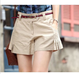2013 Korean spring and summer new solid color simple belt folds shorts culottes (Belt) 8005 #