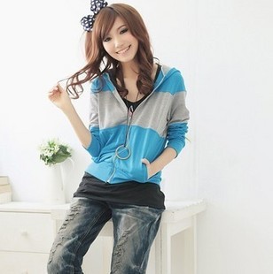 2013 Korean women's spring thin sweatshirt ,yellow/blue,free shipping #J192