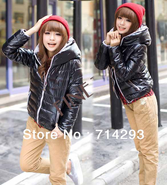 2013 Korean Women's Winter Warm Zip Up Hooded Parka Coat  Outwear free shipping 9164