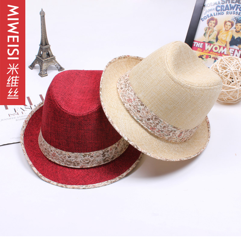 2013 laciness linen jazz fedoras hat gentlewomen street sun-shading hat