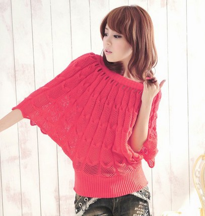 2013 Ladies Fifth Sleeve Vintage Short Geometric Hollow Batwing Knitwear Cardigan Pullovers/Candy Colors/Free Shipping/C239