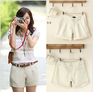 2013 Ladies New Summer Cozy Cotton Short Pants Design Hot Beach White Shorts S-L Wholesale Freeshipping