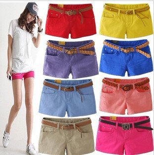 2013 ladies show thin elastic denim candy color short shorts color pencil three points hot pants pants free shipping