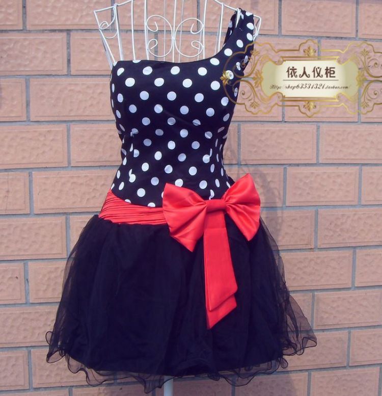 2013 large polka dot one shoulder dress tube top dress free shipping