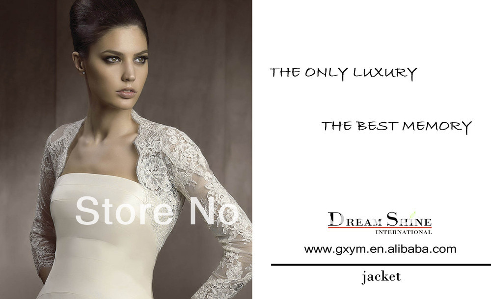 2013 lastest lace appliqued 3 quarters sleeves Bridal Jacket WJ015
