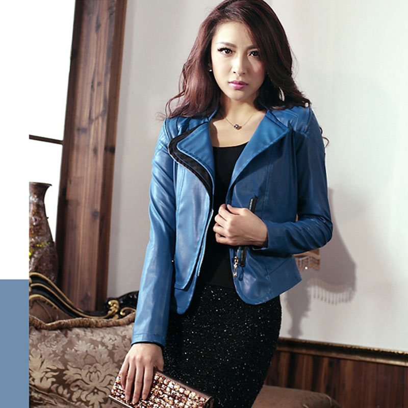 2013 leather clothing women's jacket short fashion jacket stand collar slim long-sleeve short design leather clothing female