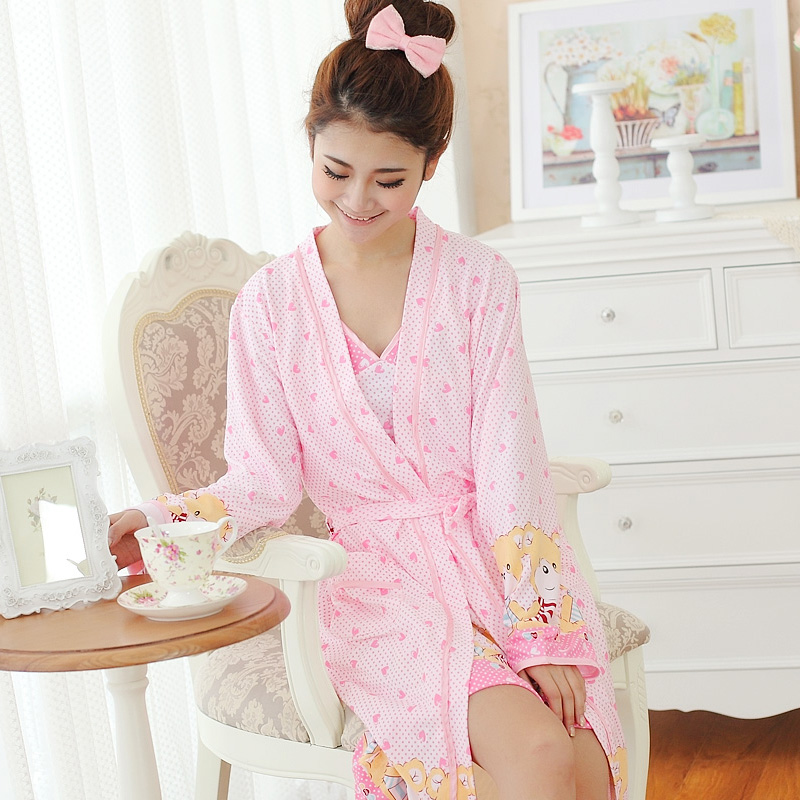 2013 long-sleeve cotton sleepwear women's at home service spring and autumn sexy nightgown sleepwear twinset