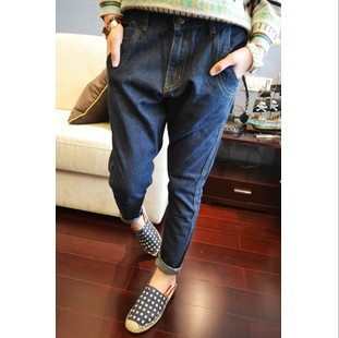 2013 loose skinny jeans primaries universal denim pants dark color jeans female