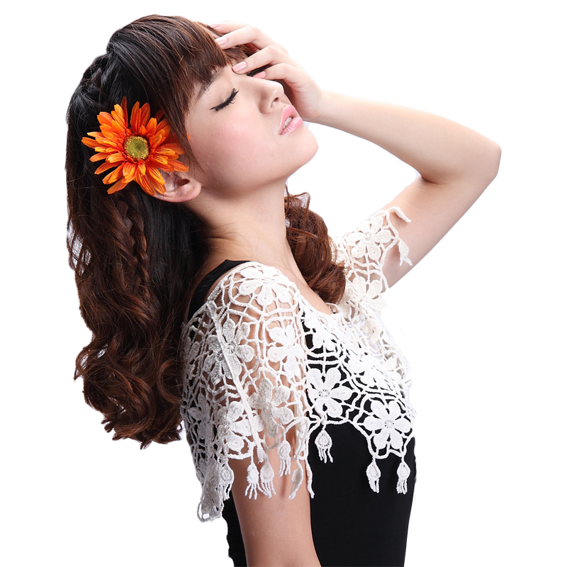 2013 loose tassel short summer design cutout crochet pullover shirt sweater shrug