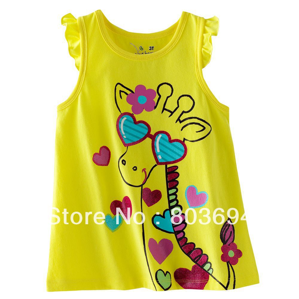 2013 Lovely design baby girl vest/ stylish sleeveless children tshirt / high quality tee for girls  ST-011