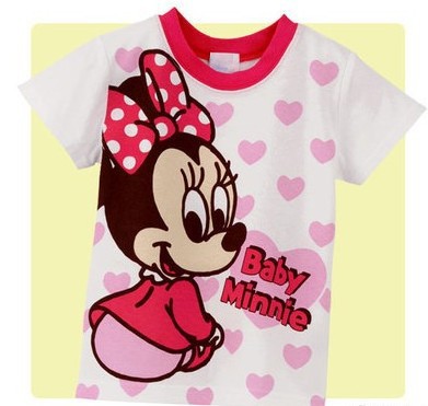 2013 Lovely Minnie Design Cartoon Clothing Girls Short Sleeve T Shirt Summer Wear AA1015