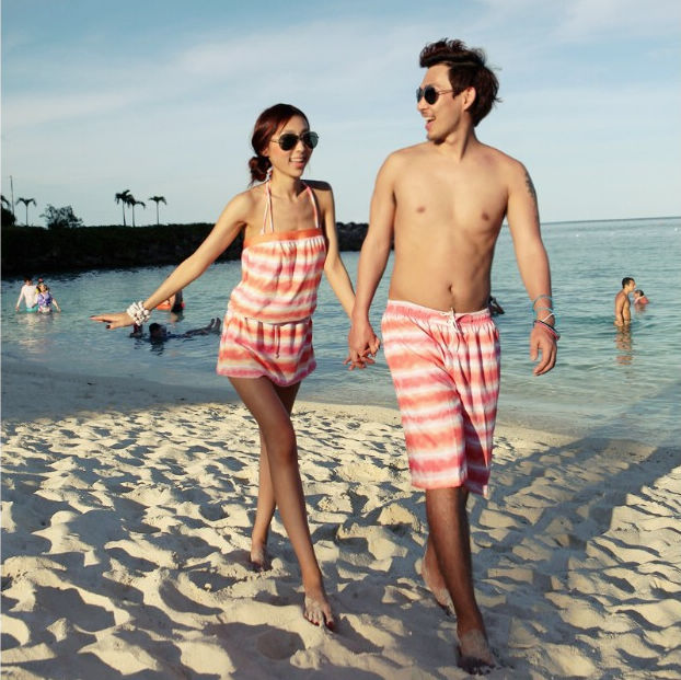 2013 lovers swimwear beach wear hot springs bikini beach dress pants steel push up full body