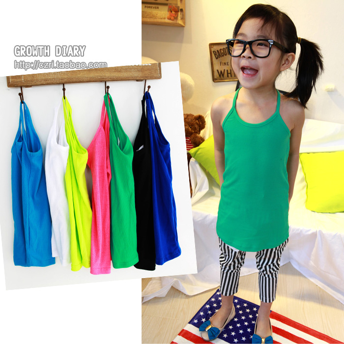 2013 male girls clothing all-match long design candy color spaghetti strap tank