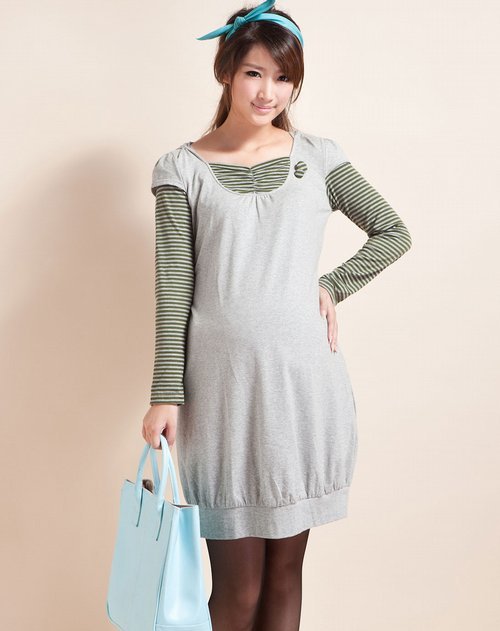 2013 Maternity autumn hooded casual lacing maternity top skirt faux two piece long-sleeve maternity dress 298