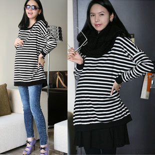 2013 maternity clothing autumn fashion loose stripe batwing sleeve t-shirt maternity clothing plus size mother clothing
