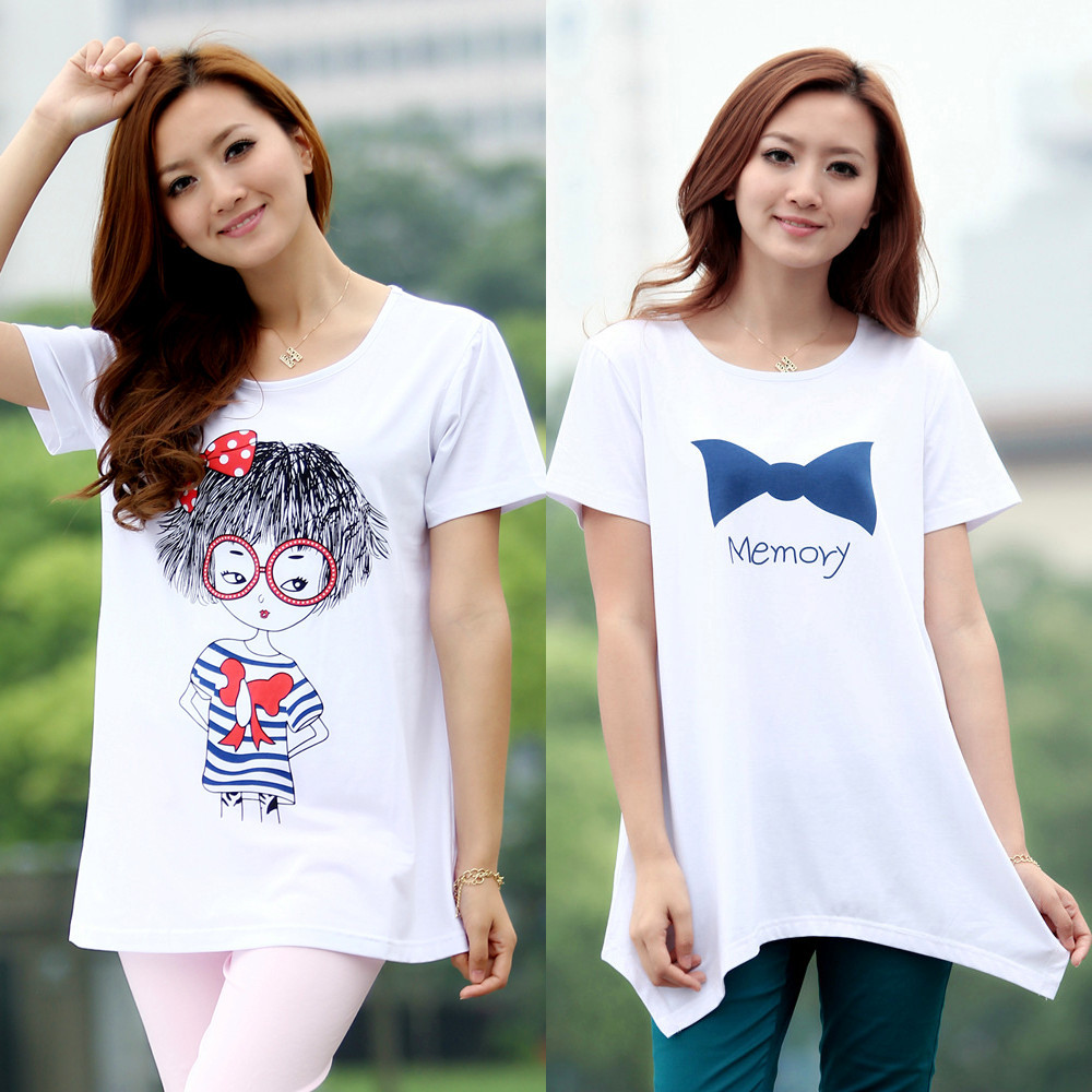 2013 maternity clothing cartoon o-neck short-sleeve T-shirt fashion all-match fashion maternity top