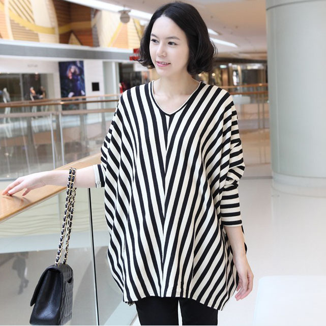 2013 maternity clothing new arrival spring and autumn batwing shirt stripe fashion maternity t-shirt maternity top